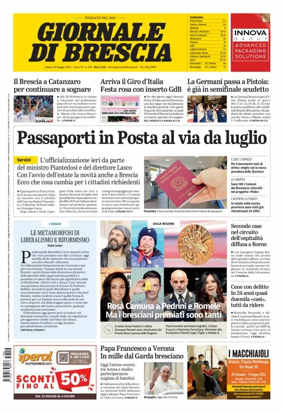 Prima-pagina-giornale di brescia-oggi-edizione-del-2024-05-18
